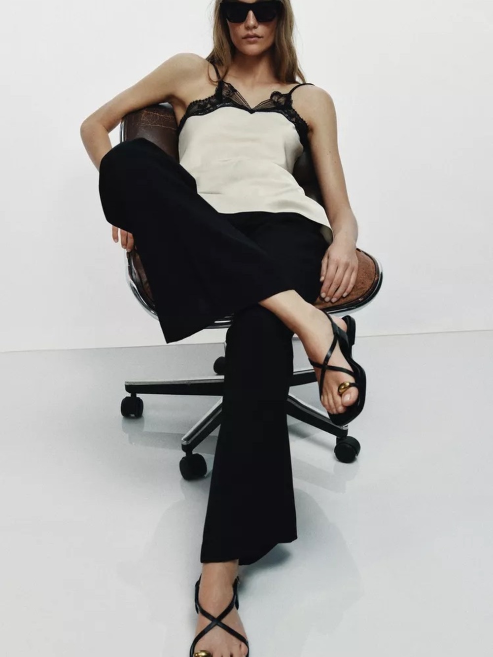 Zara Black Sandals with Gold Toe Accent - Picture 9 of 9